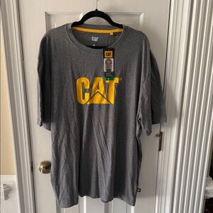 Caterpillar Gray Tee with Yellow Logo
